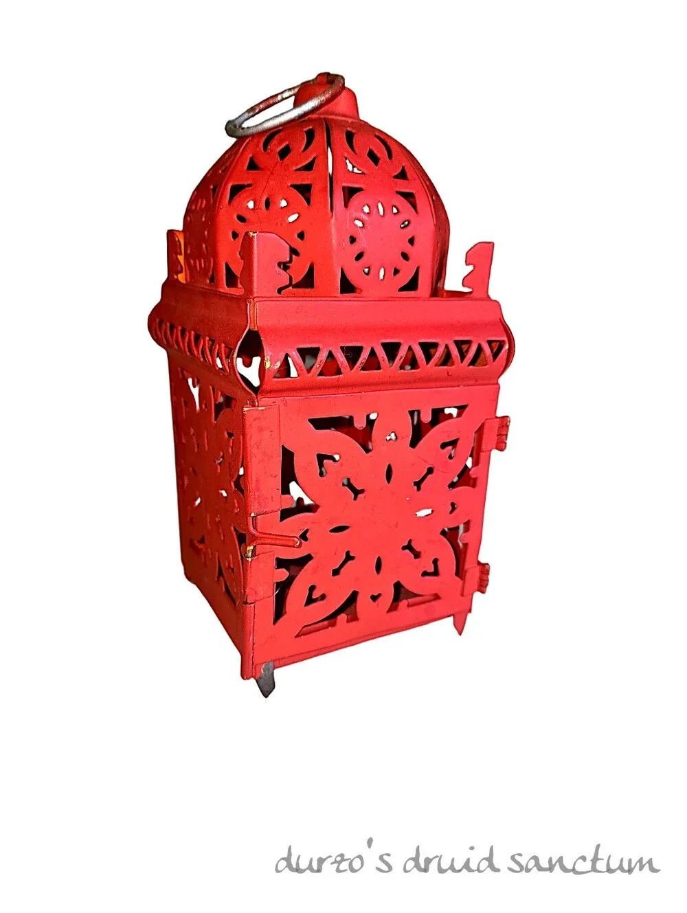 Red Metal Moroccan Style Candle Lantern Tea Light Holder 6
